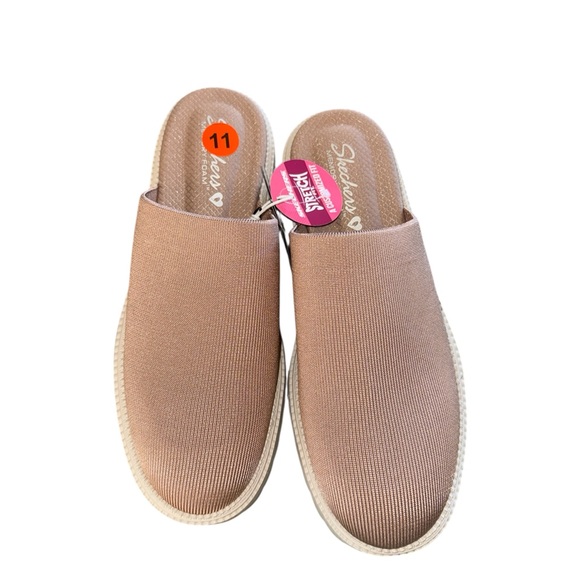 NWT Skechers Chunky Platform Mule Clogs Slip-On Beige Pink Mauve Lug Sole 11 - Picture 6 of 7